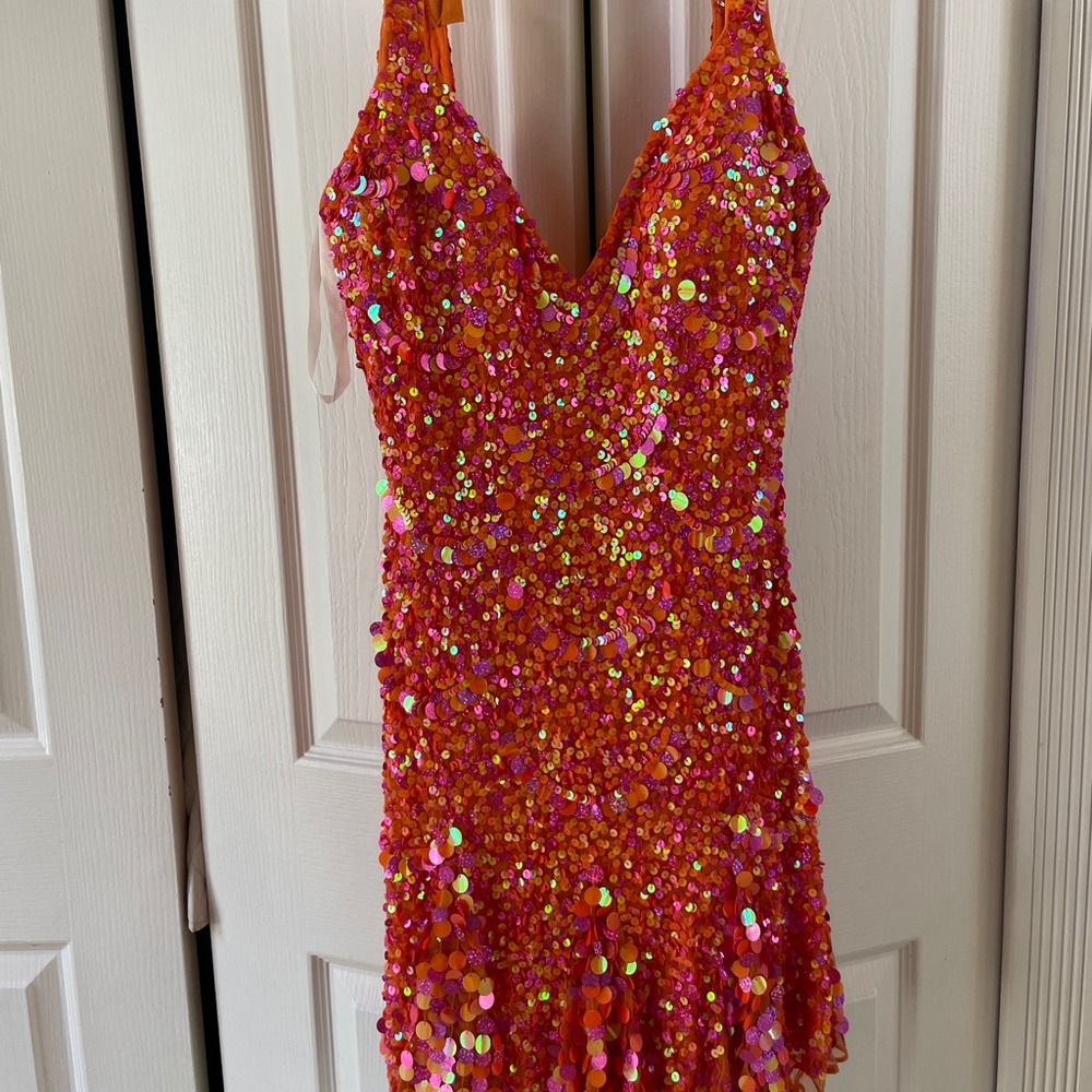 Orange Sequined Dress